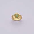 Bague fleur jade dorée fond lilas