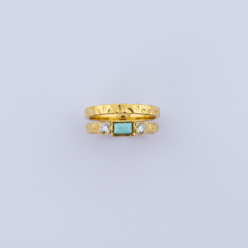 Bague double turquoise cristal fond lilas